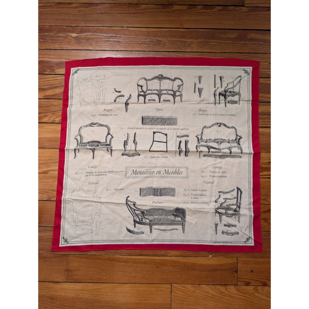 GAP Lyon Scarf Unisex OS Cream Red French Furniture Diagram Museum Souvenir